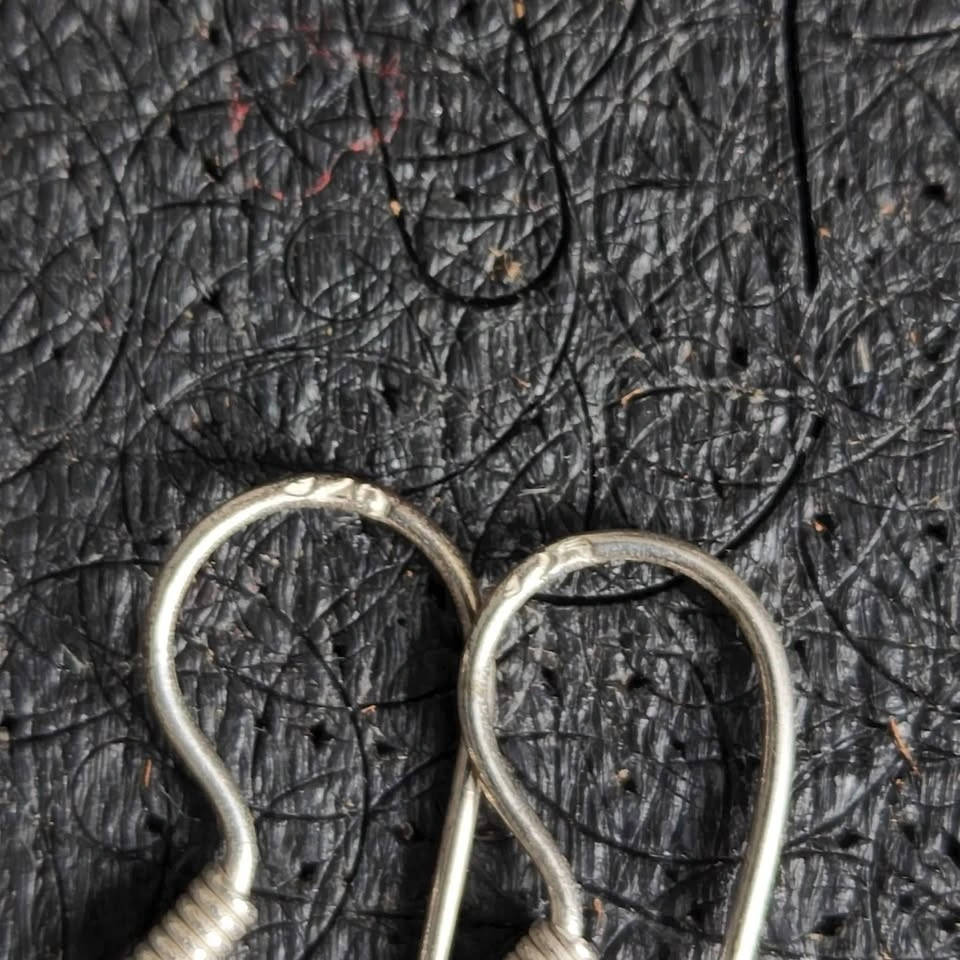 Vintage Antique 925 Sterling Silver Ruby Dangle Earrings - photo 5