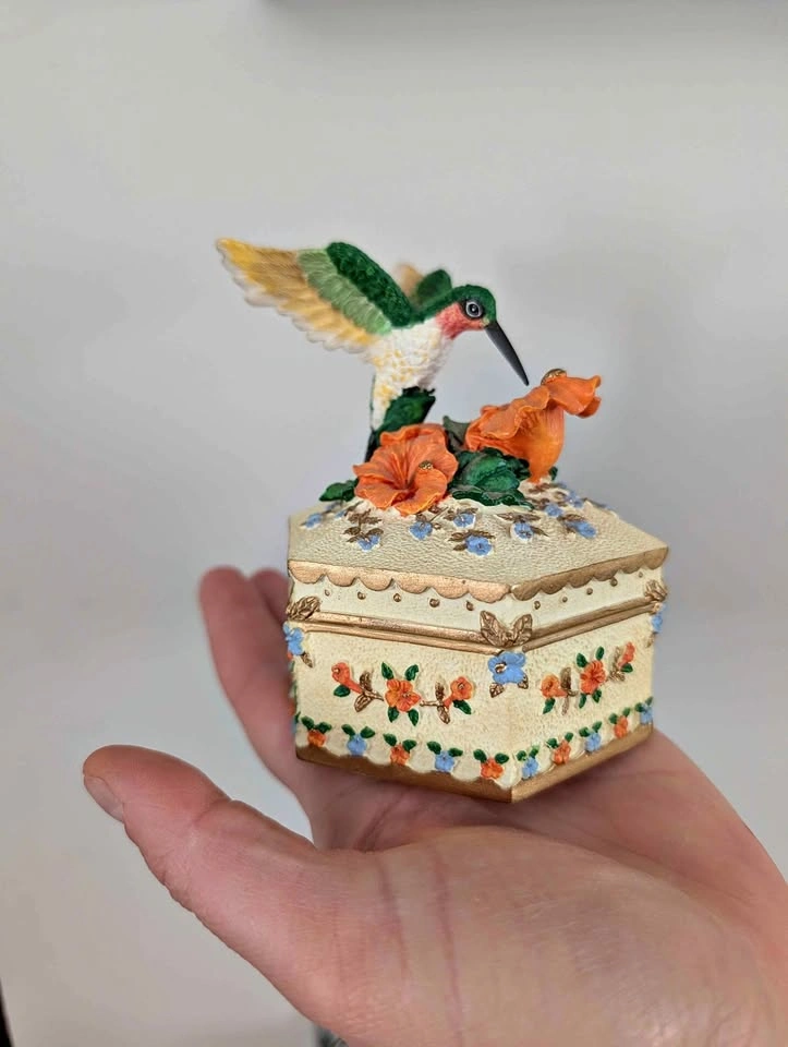 Hummingbird and Floral Musical Trinket Box
