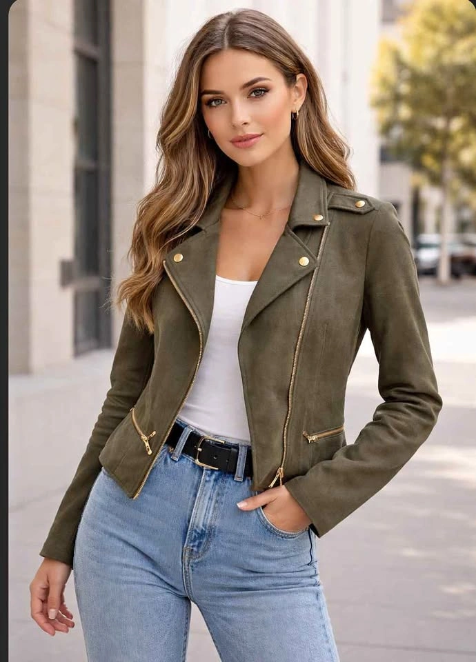Active USA Olive Green Moto Jacket