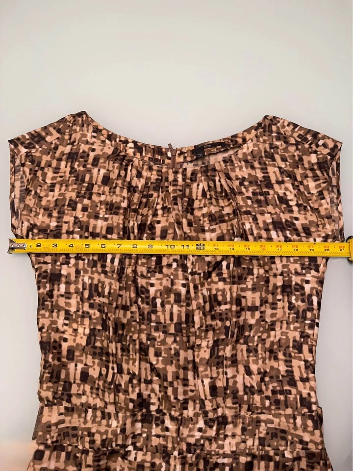 Hugo Boss Dauphine Pleated Neck Abstract Dress | US6 Neutral - photo 5