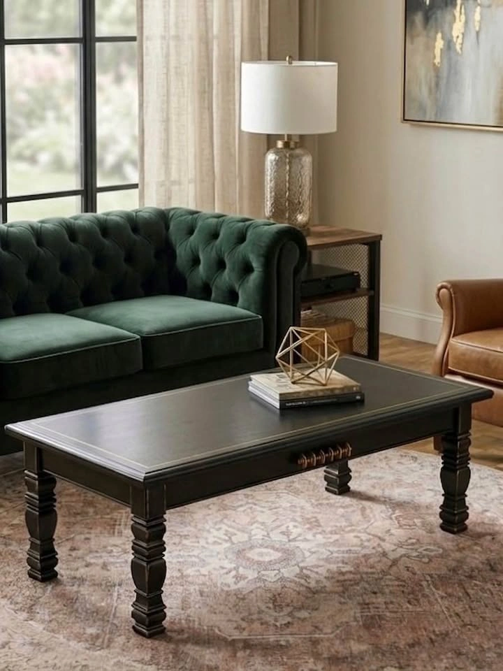Coal Black Vintage Coffee Table – Rustic & Classic