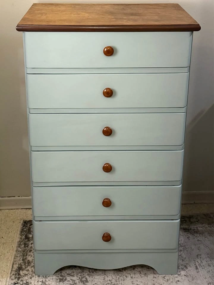 Refinished 6-Drawer Tallboy in Muted Sage Green - photo 2
