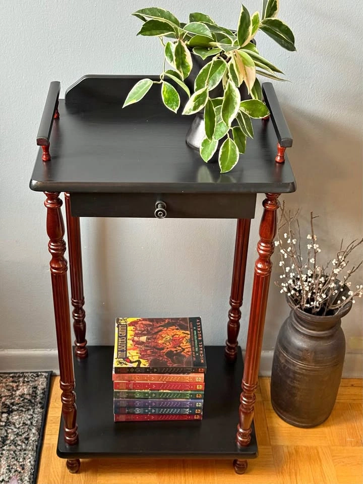 2 Tones End Table w Drawer and Shelf