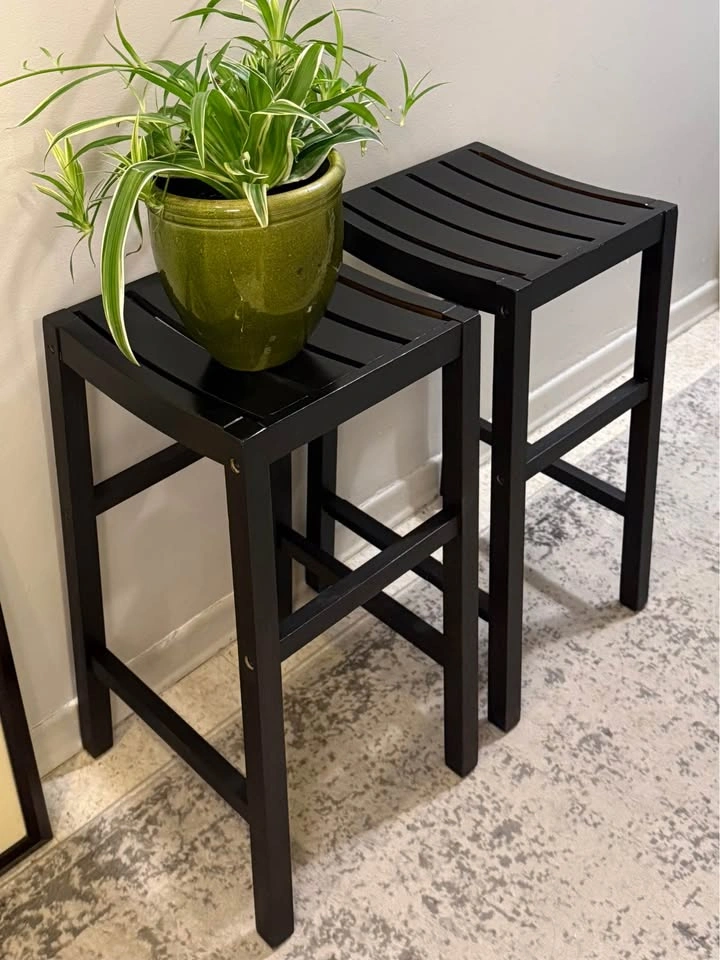 2 Black Bar Stools