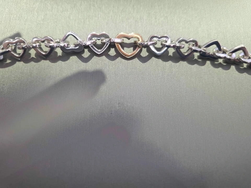 TIFFANY & CO. Sterling Silver & 18k Gold Heart Link Necklace - photo 5