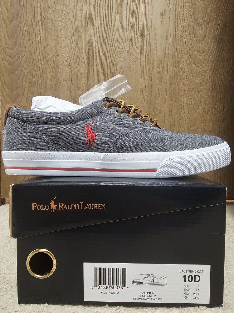 Polo Ralph Lauren Vaughn Shoes Gray, Red, White Size 10D