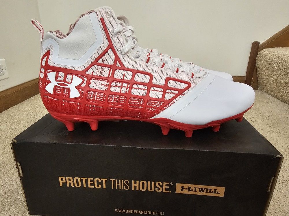 Under Armour Banshee Mid MC Men's Lacrosse Cleats, Red/White, Si - photo 3