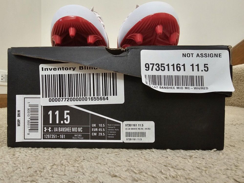 Under Armour Banshee Mid MC Men's Lacrosse Cleats, Red/White, Si - photo 5