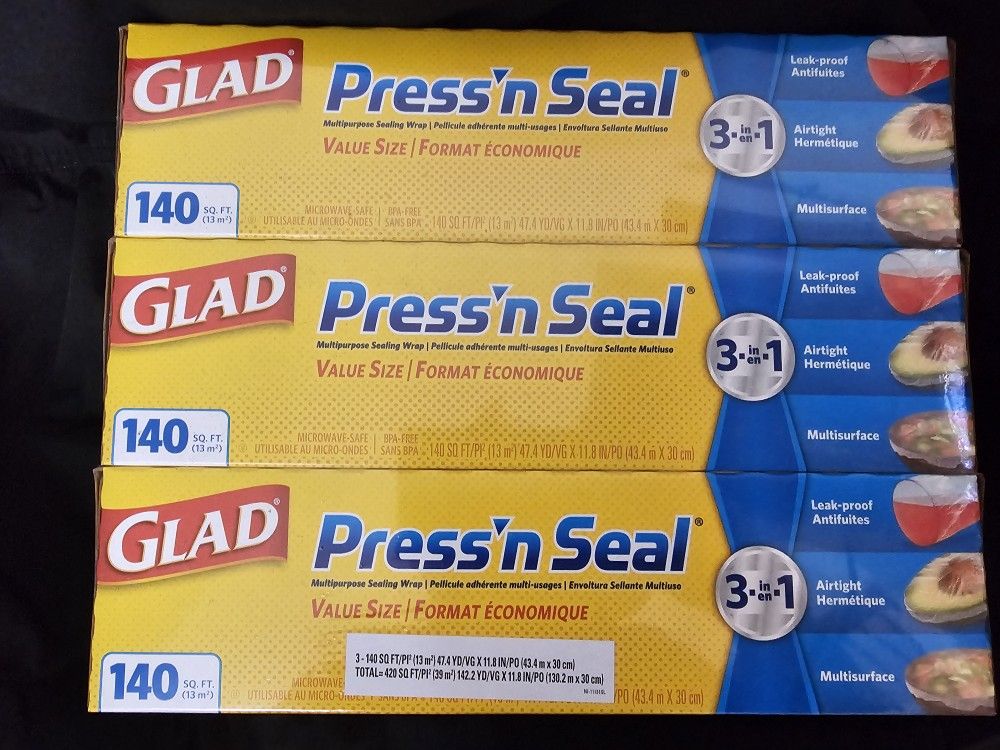 GLAD Press'n SEAL Multi-Purpose Sealing Wrap 3 Pack (420 Sq Ft)