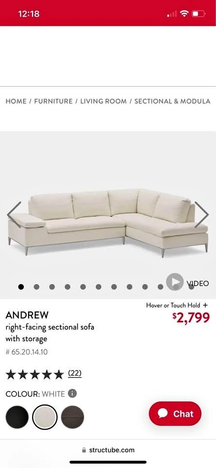 Structube Andrew Right Facing Sectional Sofa
