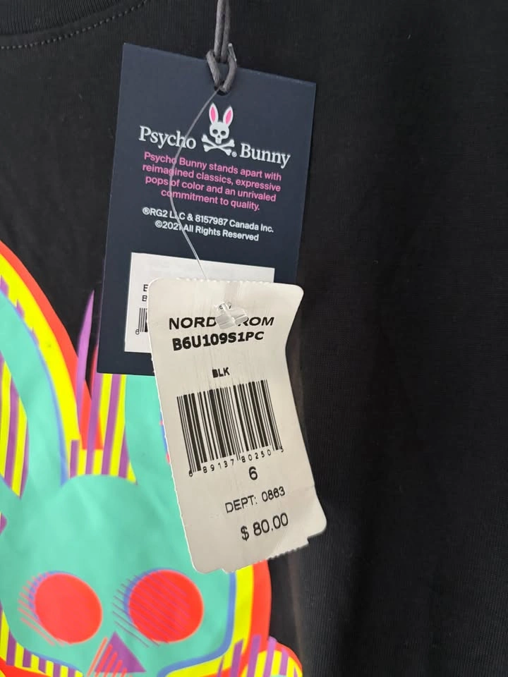 Psycho Bunny Ethan Deco Bunny Logo T-Shirt Size 6 - photo 4