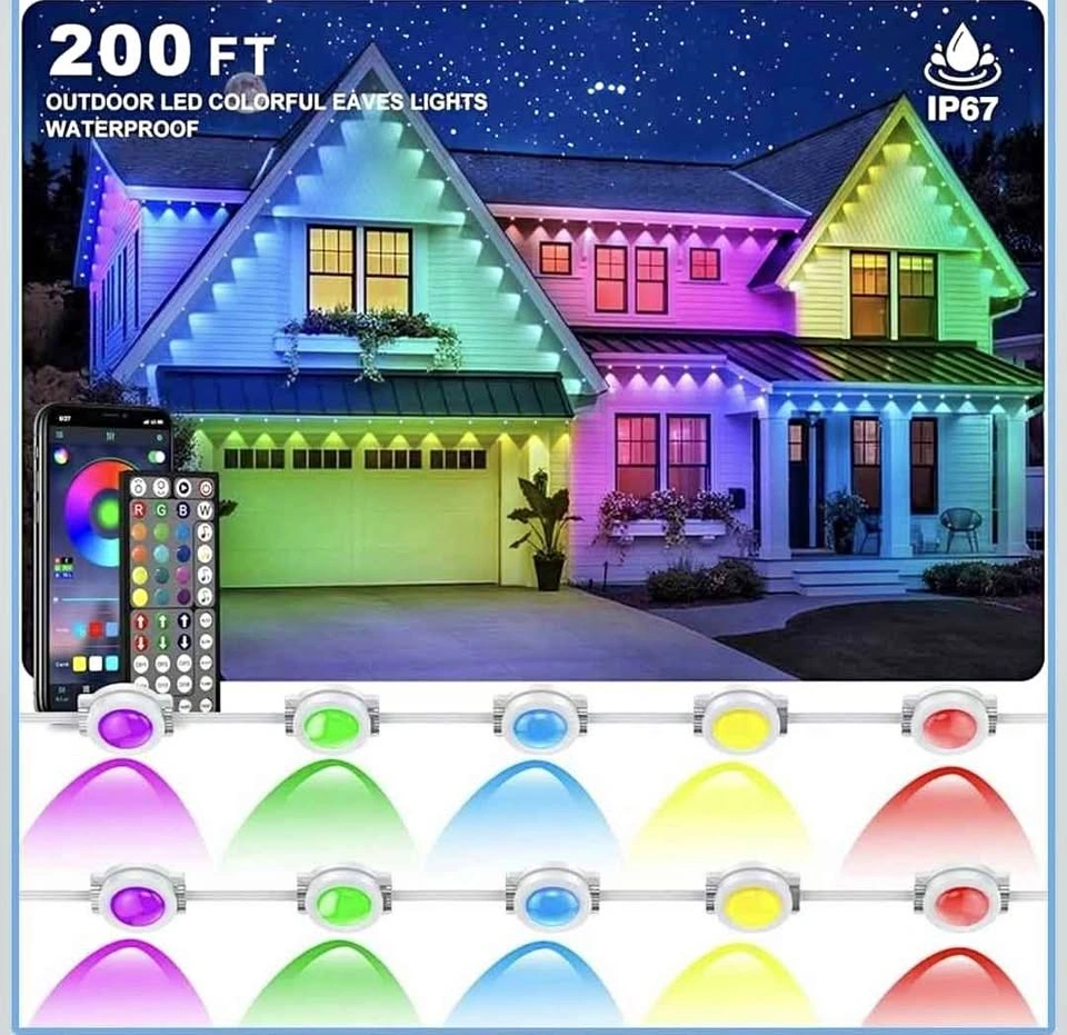 200FT Outdoor LED Colorful Eaves Light