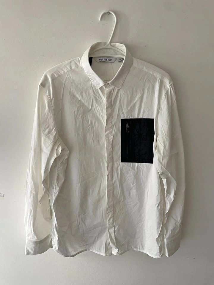 Neil Barrett Mens Button Up Loose Fit Shirt Size S