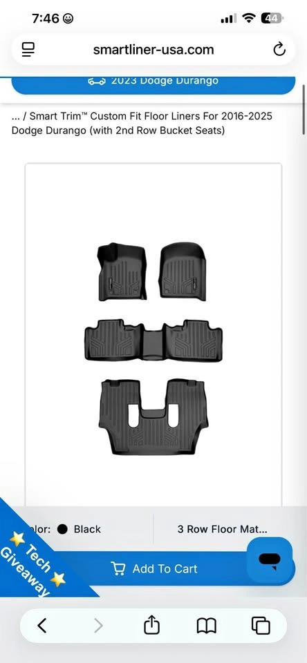 SMARTLINER 3D Floor Liners for Dodge Durango (2016-2025)