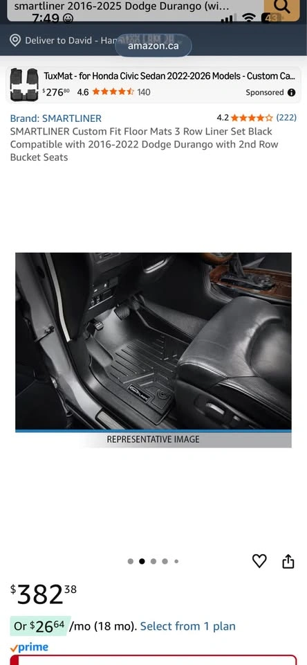SMARTLINER 3D Floor Liners for Dodge Durango (2016-2025) - photo 4
