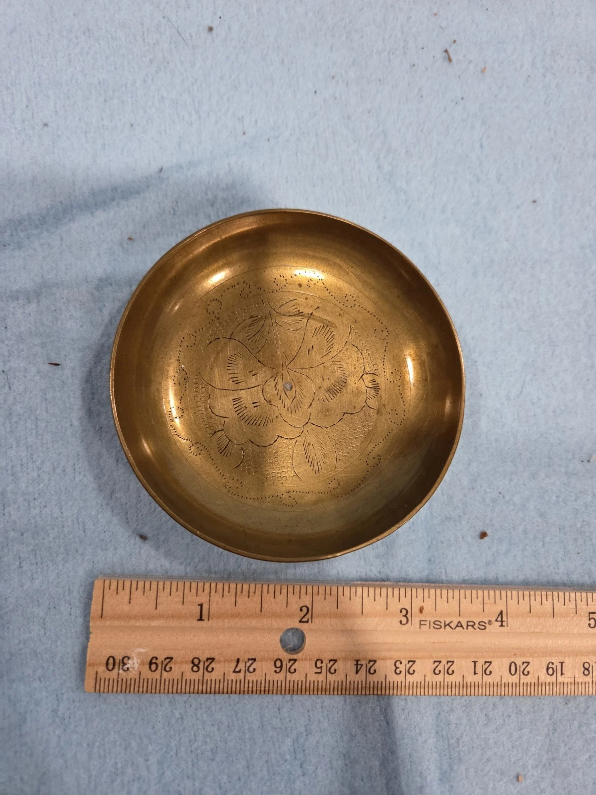 Chinese 3.5" Brass Etched Bowl - photo 2