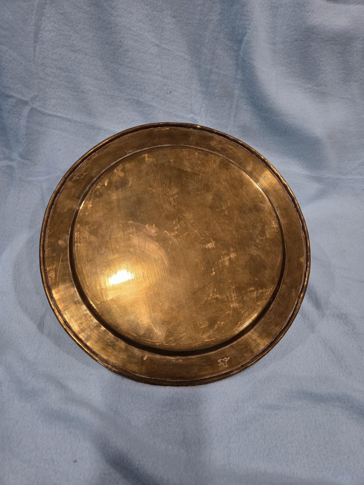 Brass Indian Tray Red And Greenish Inlay Platter - photo 2