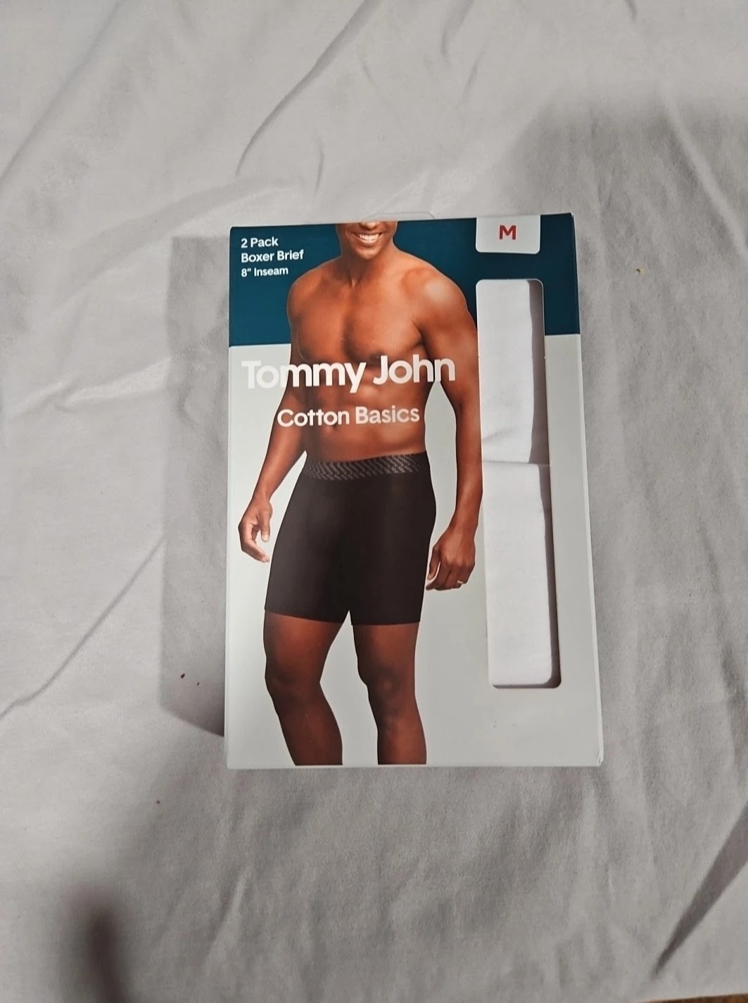 Tommy John Mens Cotton Boxer Briefs - White - Medium - 2 Pack