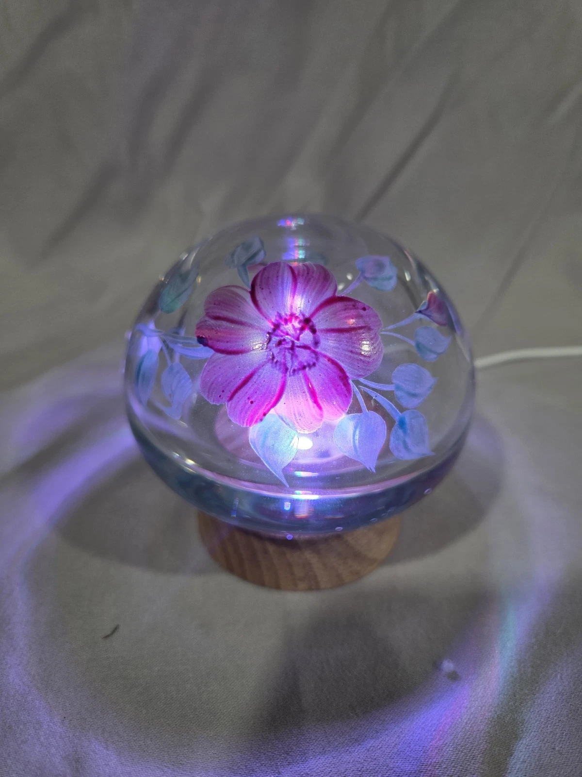 Orrefors Hand Painted Floral Paperweight - photo 2