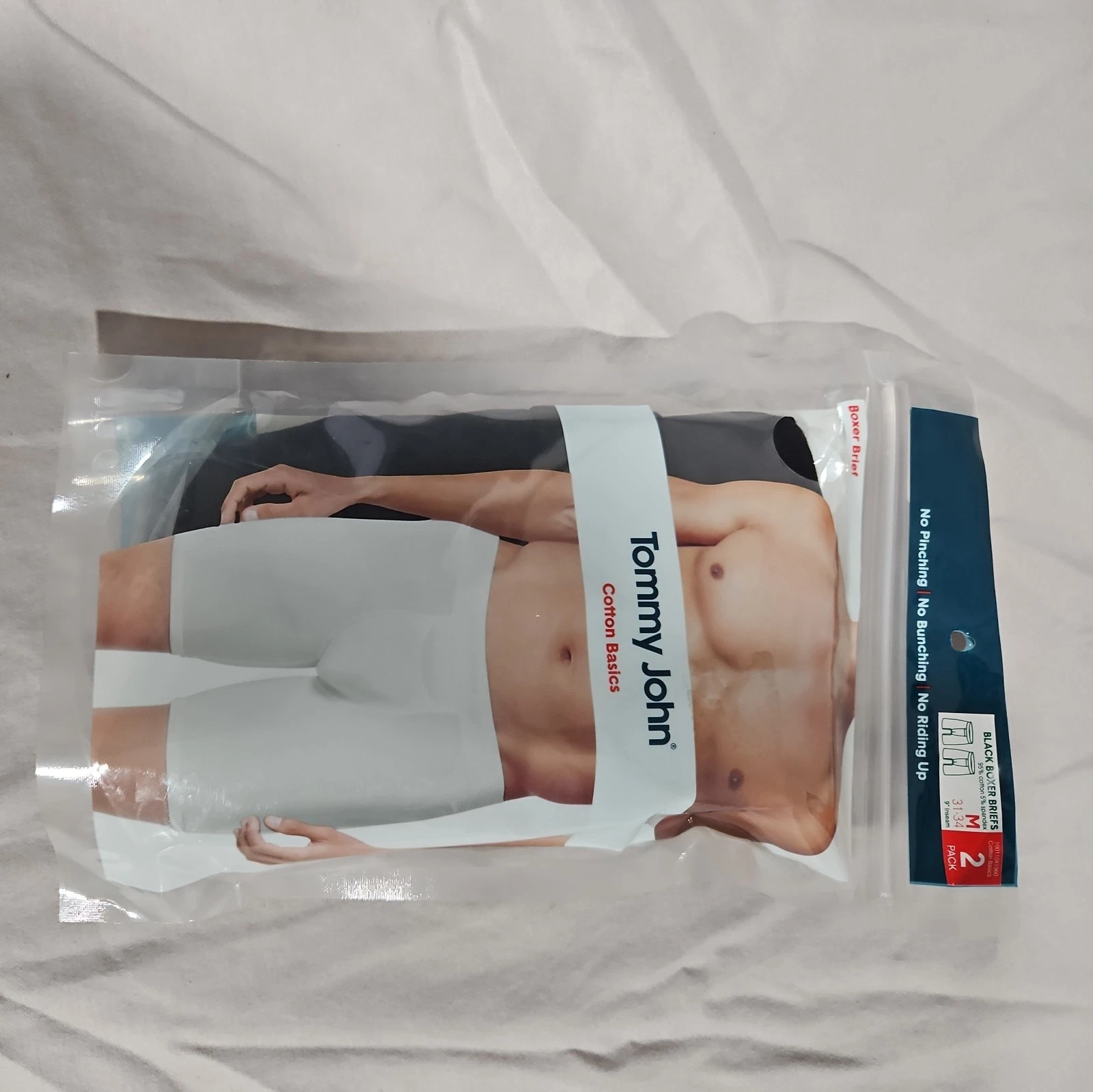 Tommy John Mens Cotton Trunks 2 Pack Black Medium