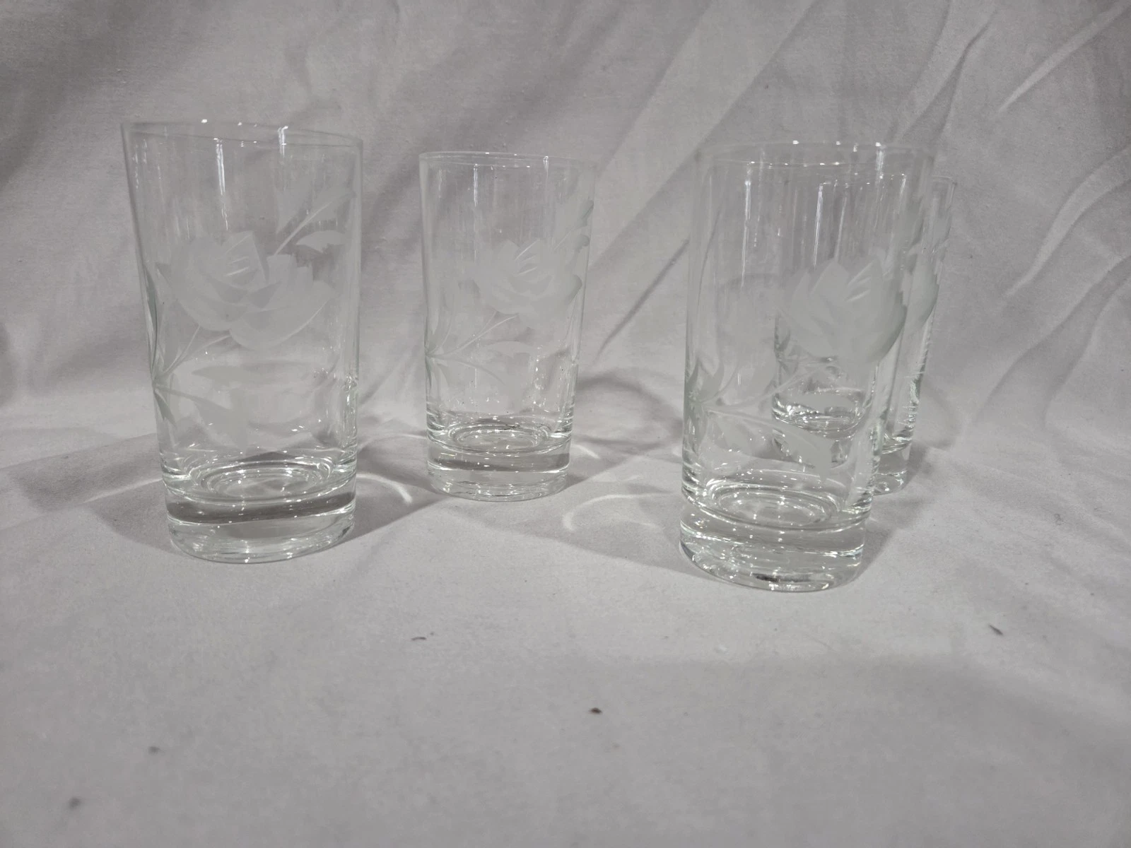 Vintage Rose Etched Glasses (Set Of 4)