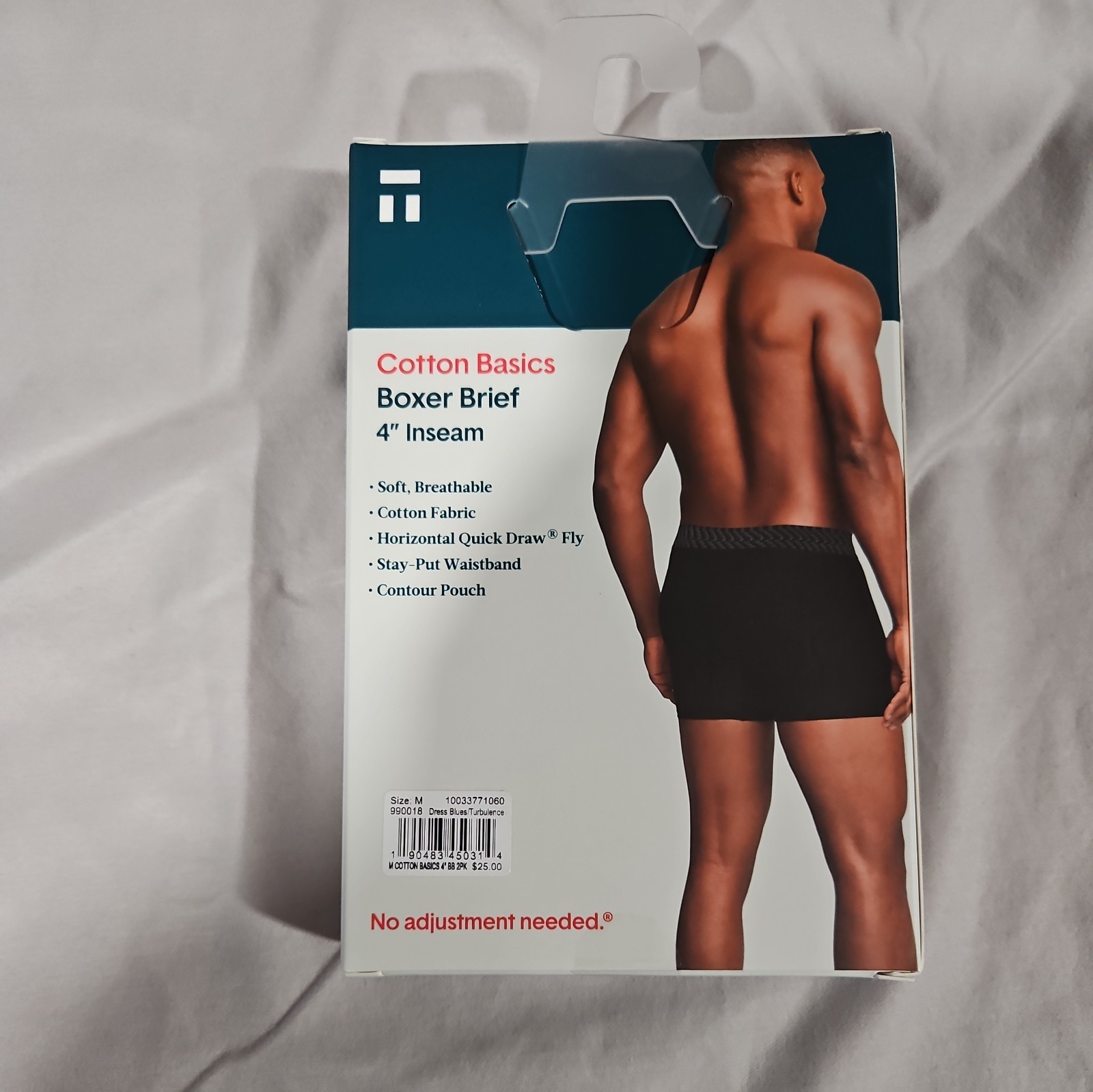 Tommy John Mens Cotton Boxer Briefs 2 Pack M Black/White - photo 2