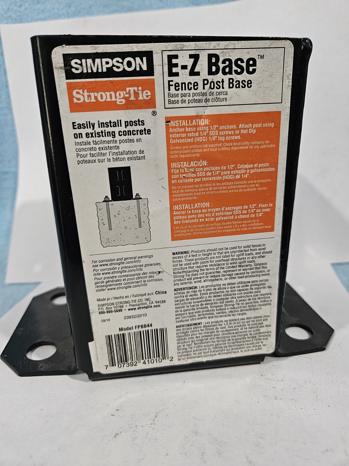 Brand New E-Z Base Fence Post Base FPBB44