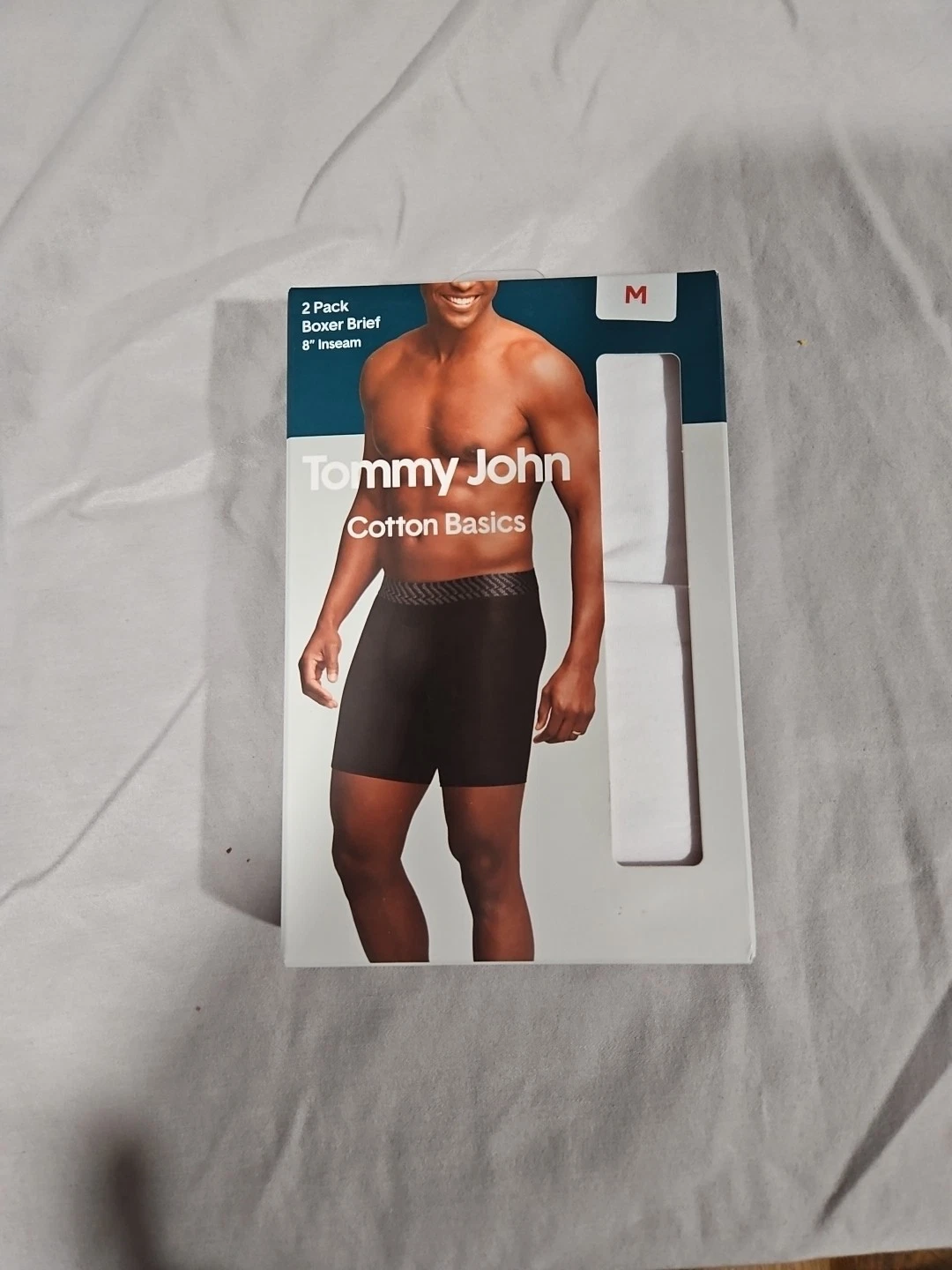2 Pack Tommy John Cotton Boxer Briefs - White, Medium