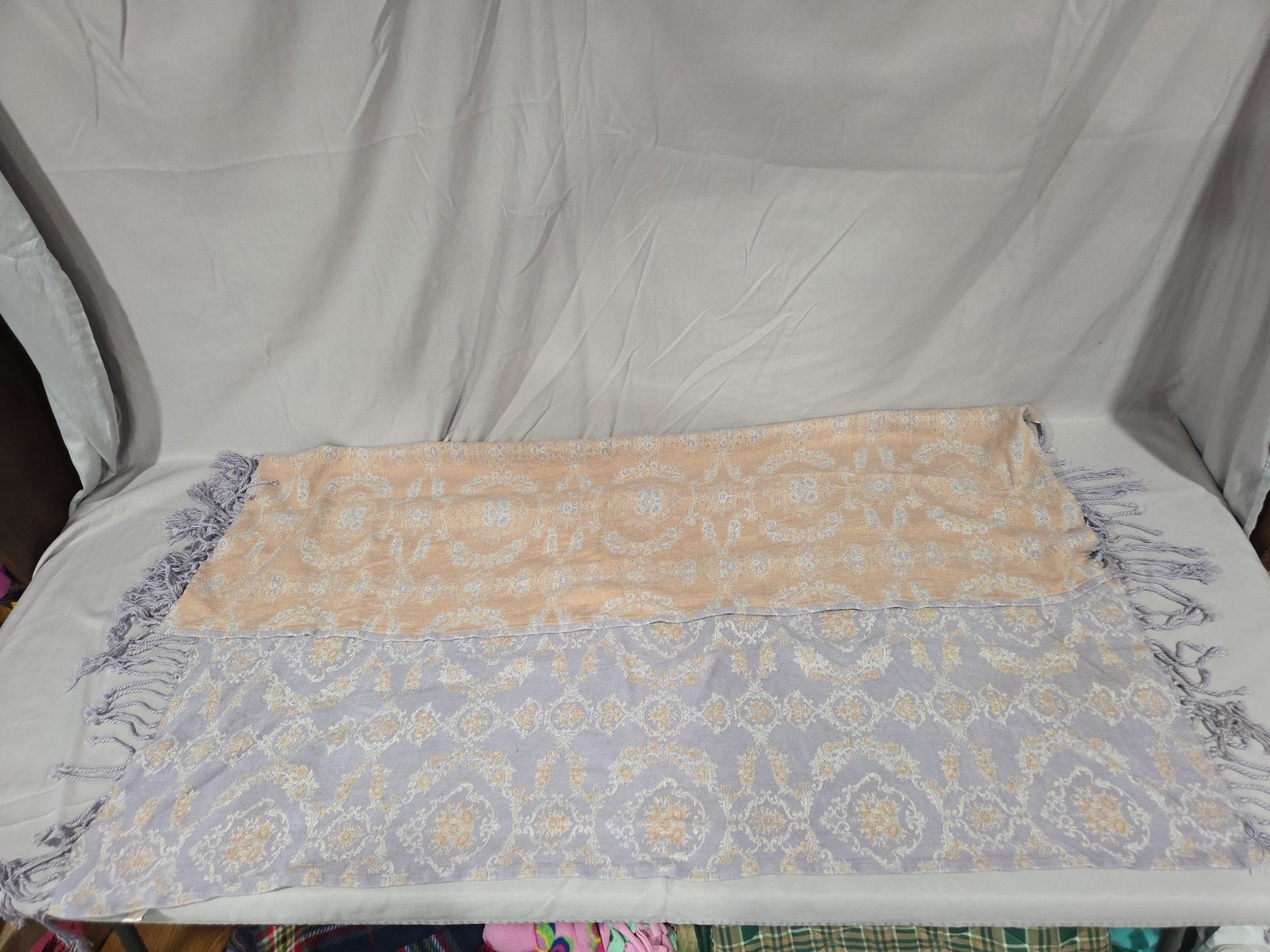 Malabar Grove Lavender And Peach Throw 52x43 Inch Cotton Blend