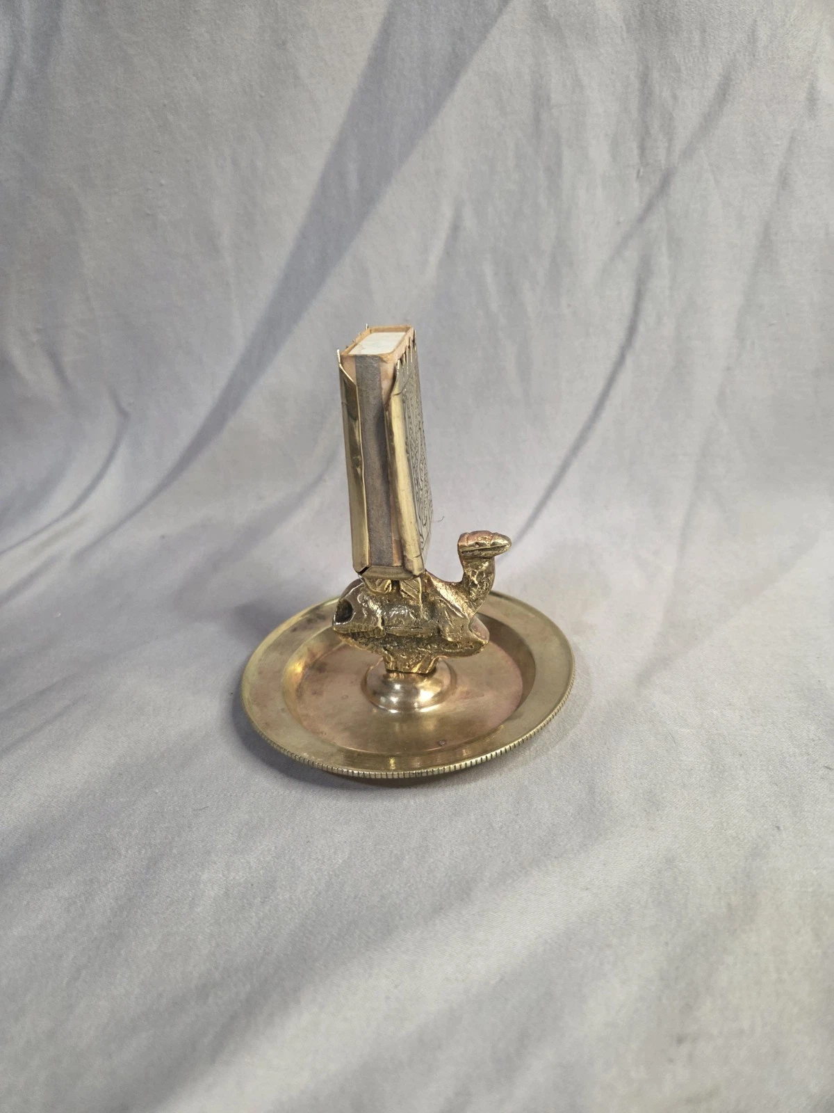 Vintage Brass Camel Matchbox Holder & Trinket Tray