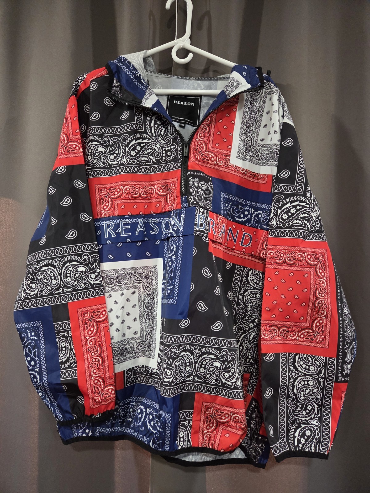 Reason Brand Paisley Bandana Patchwork Windbreaker Anorak Jacket