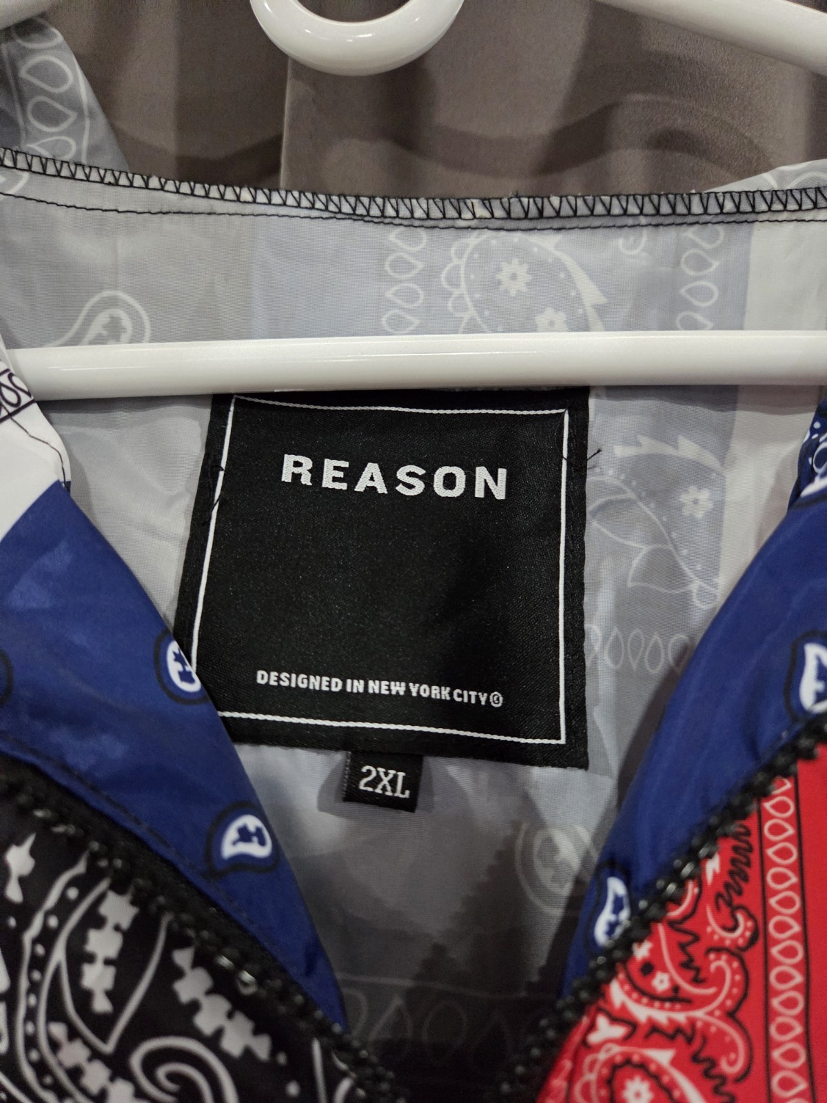 Reason Brand Paisley Bandana Patchwork Windbreaker Anorak Jacket - photo 2