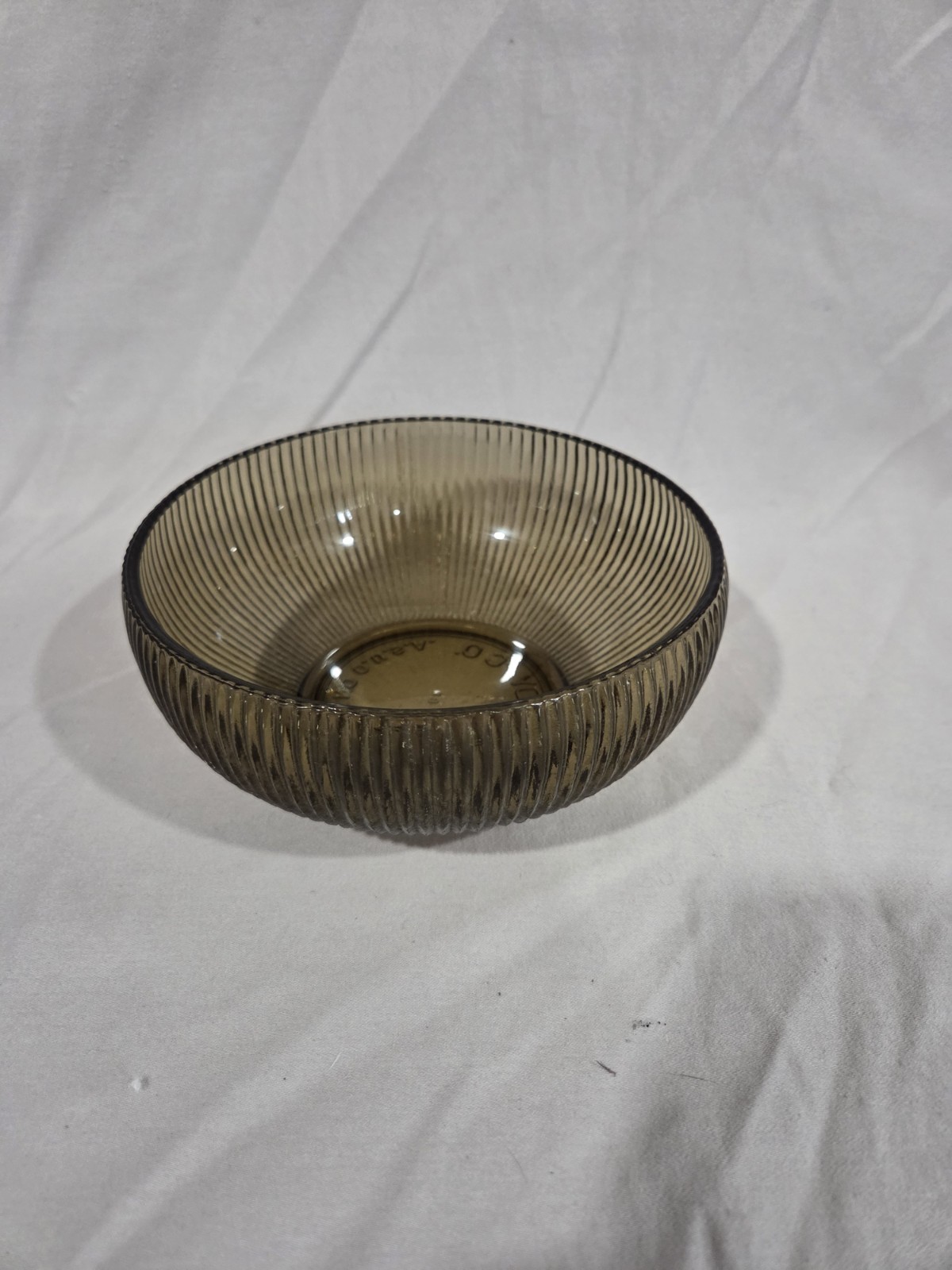 Vintage E. O. Brody Co. Brown Ribbed Glass Bowl