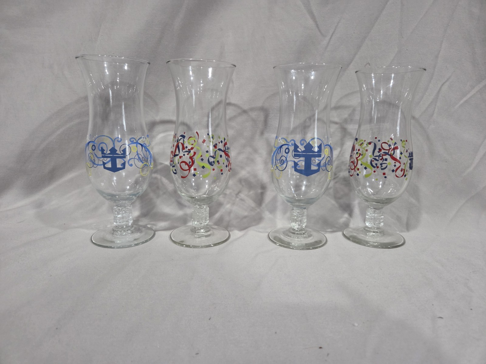 Vintage Royal Caribbean Hurricane Glasses Anchor Logo Set of 4
