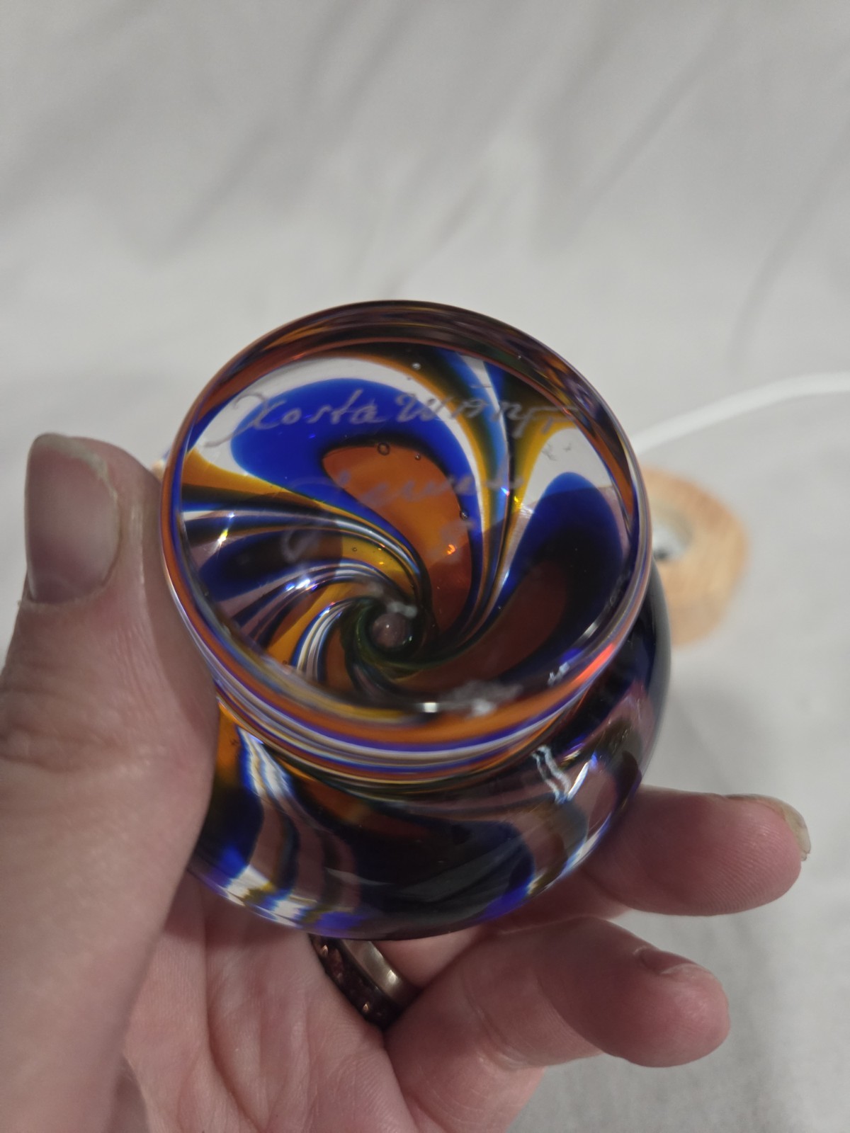 Nostalgia Warff Blue Green Orange Signed Paperweight - photo 3