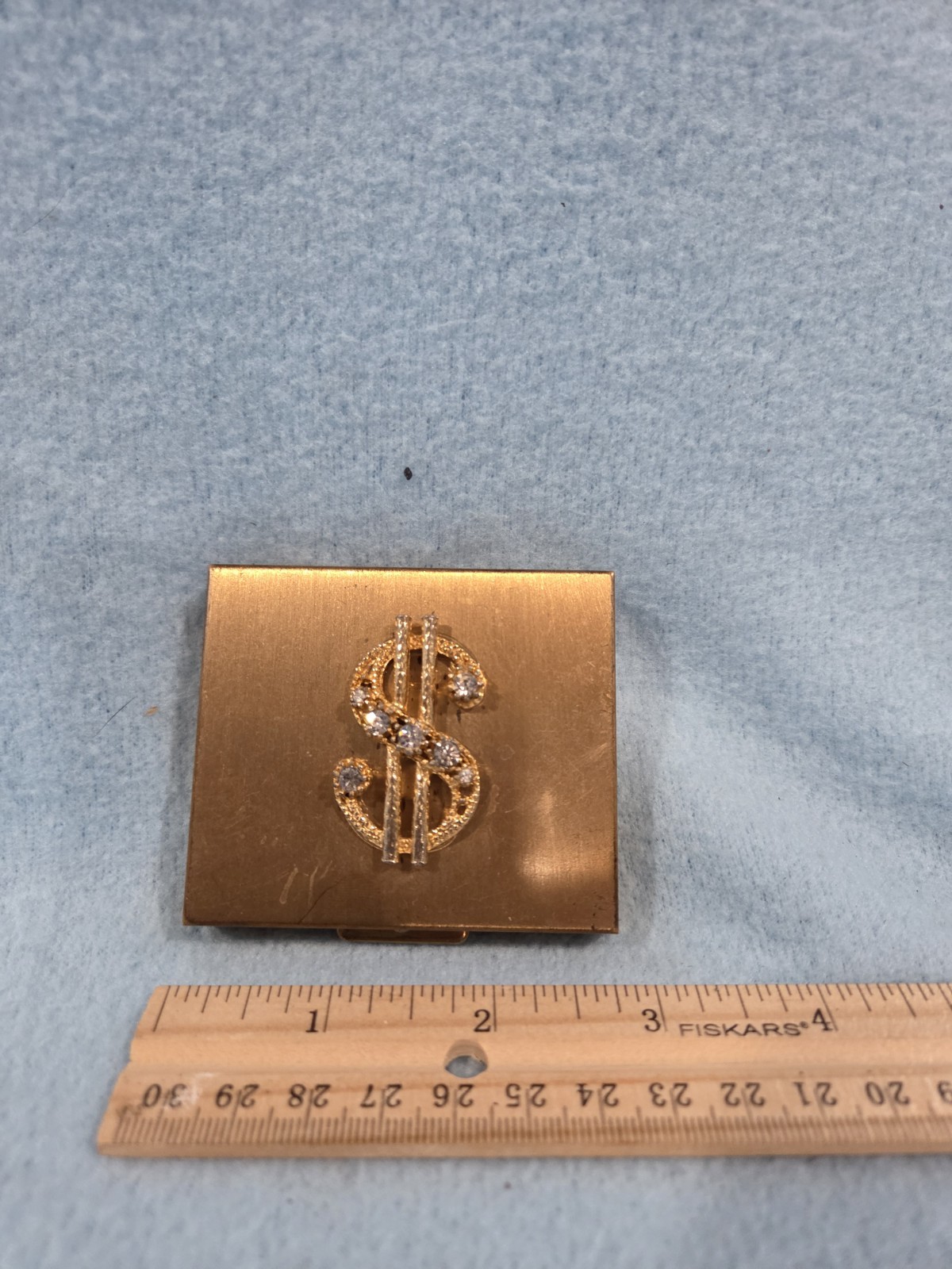 1950's Brass & Rhinestone Dollar Sign Coin Purse