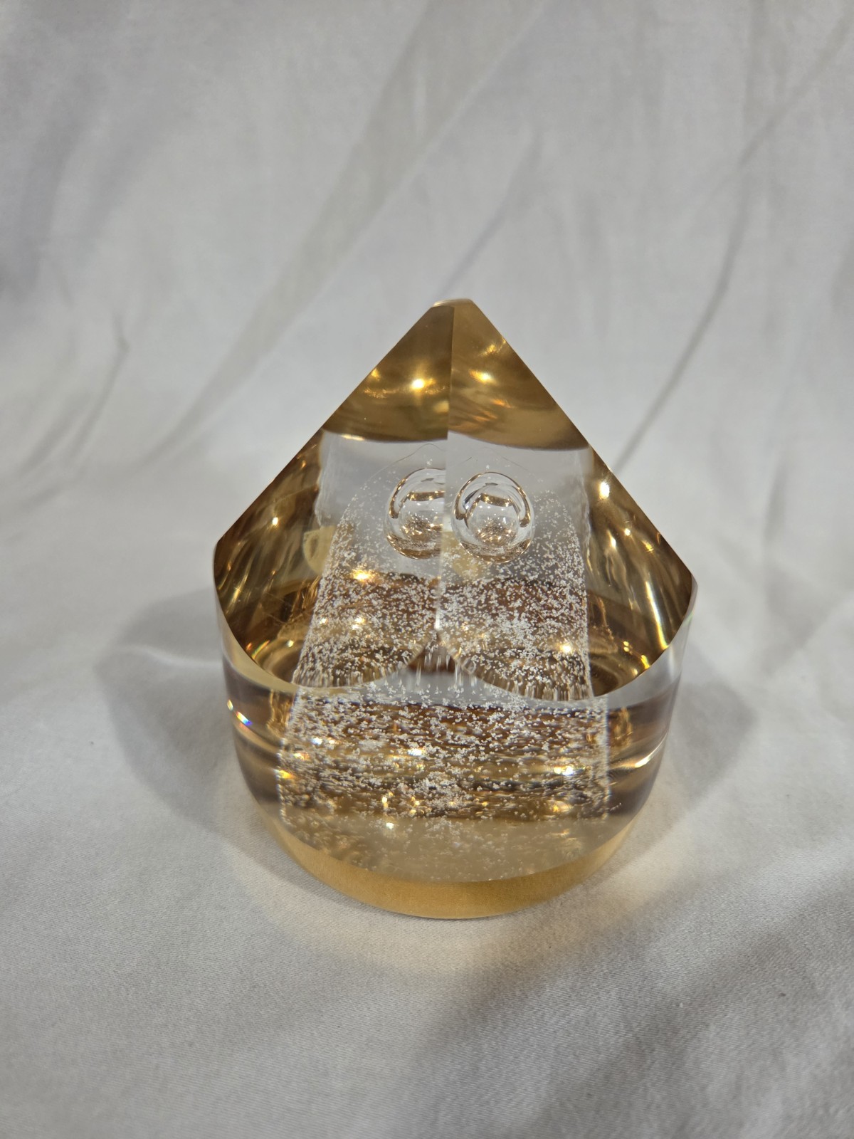 Orrefors Of Sweden Faceted Art Glass Paperweight By Olle Alberiu