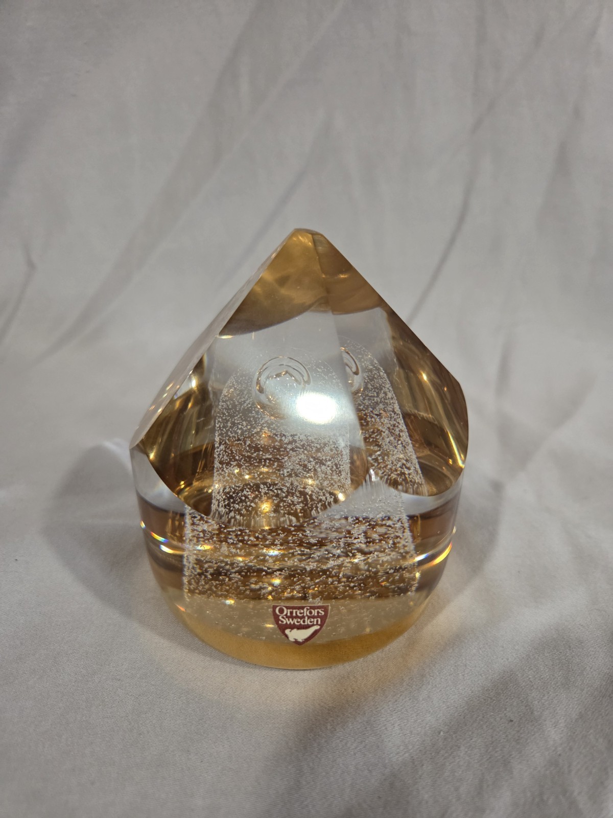 Orrefors Of Sweden Faceted Art Glass Paperweight By Olle Alberiu - photo 2