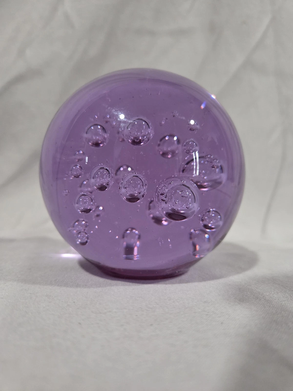 Stunning Purple Amethyst Glass Sphere Paperweight Vintage - photo 5