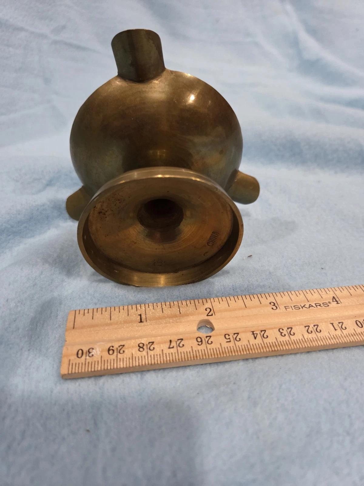 Vintage Brass Miniature Pedestal Ashtray Floral Design - photo 3
