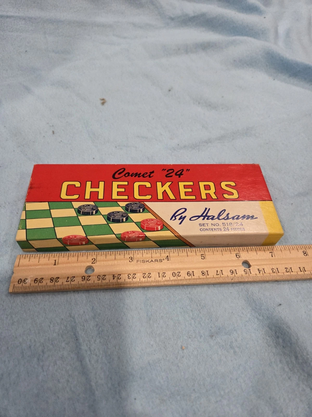 Vintage Wooden Halsam Checkers Set No. 518