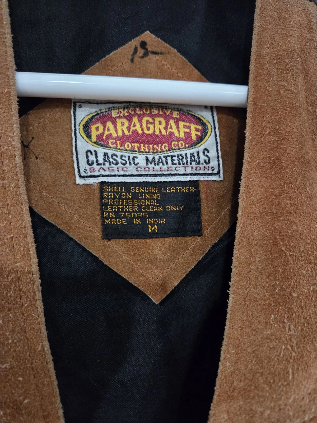 Paragraff Leather Vest Mens Medium Brown Suede Whipstitch Wester - photo 2