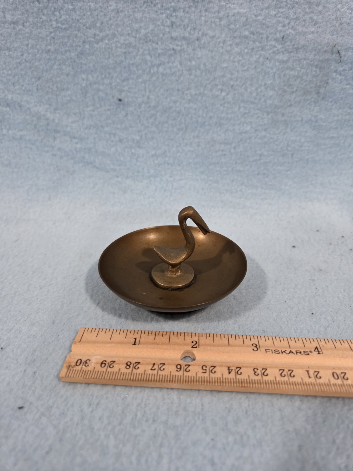 Antique Brass Swan Trinket Dish - photo 3