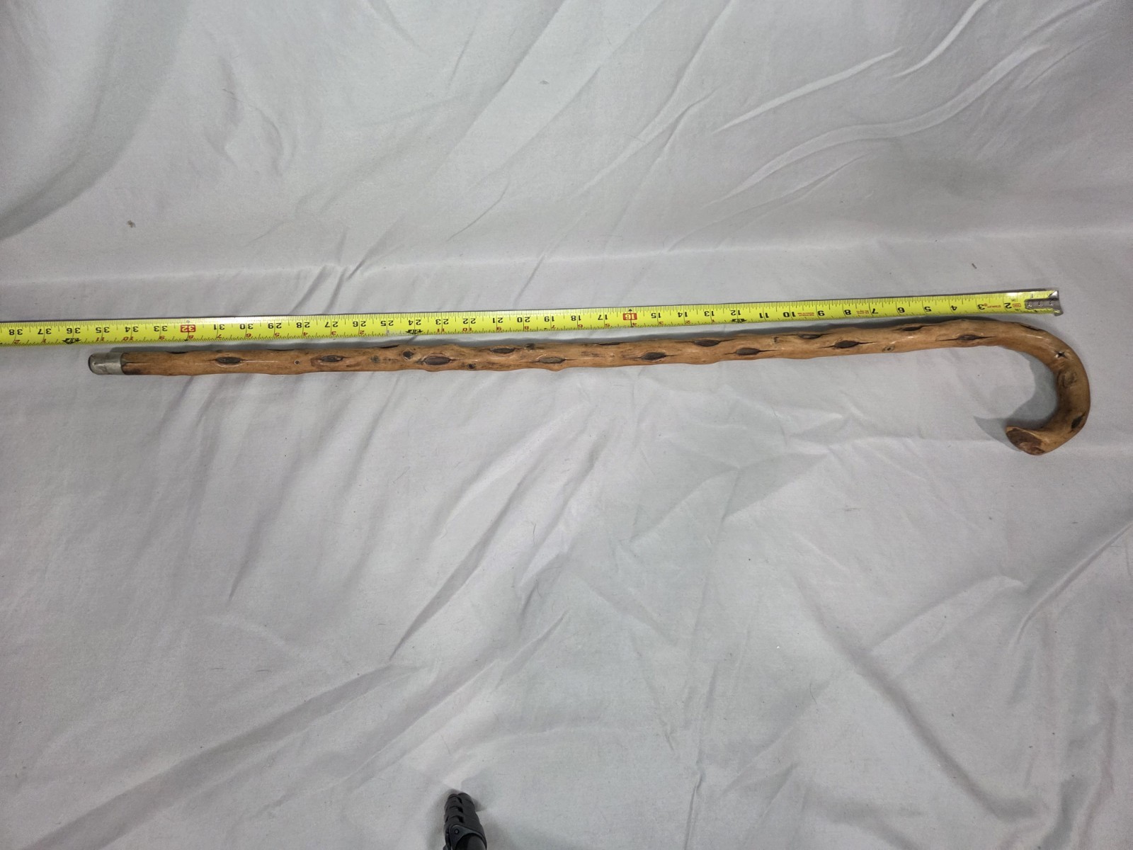 Antique Wooden Walking Stick 33.5" Inch Metal End Stop