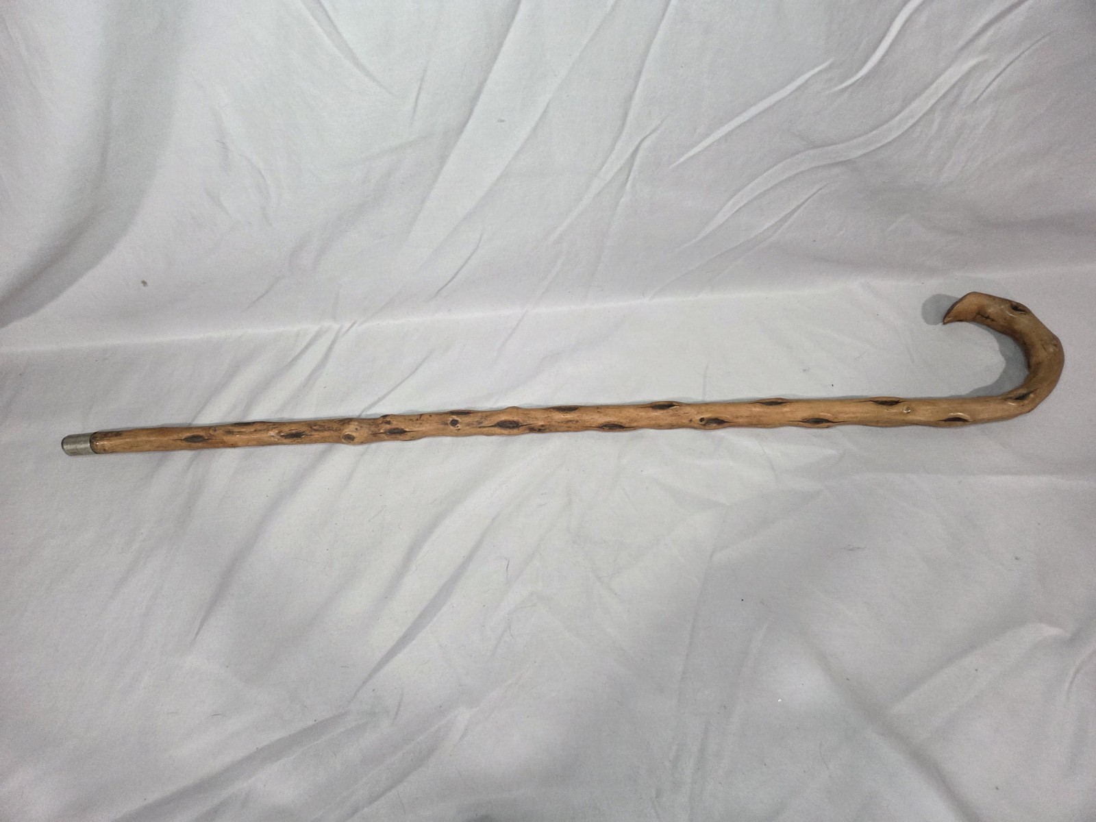 Antique Wooden Walking Stick 33.5" Inch Metal End Stop - photo 2