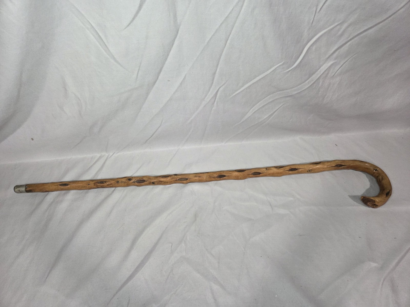 Antique Wooden Walking Stick 33.5" Inch Metal End Stop - photo 3