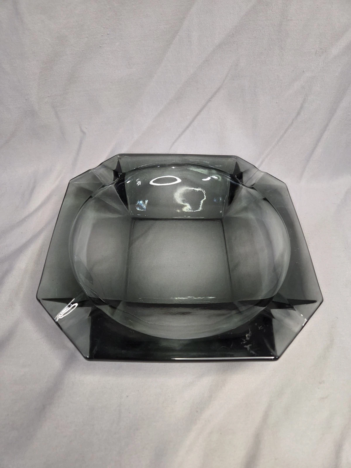 Smoked Glass Mid Century Four Person Ashtray