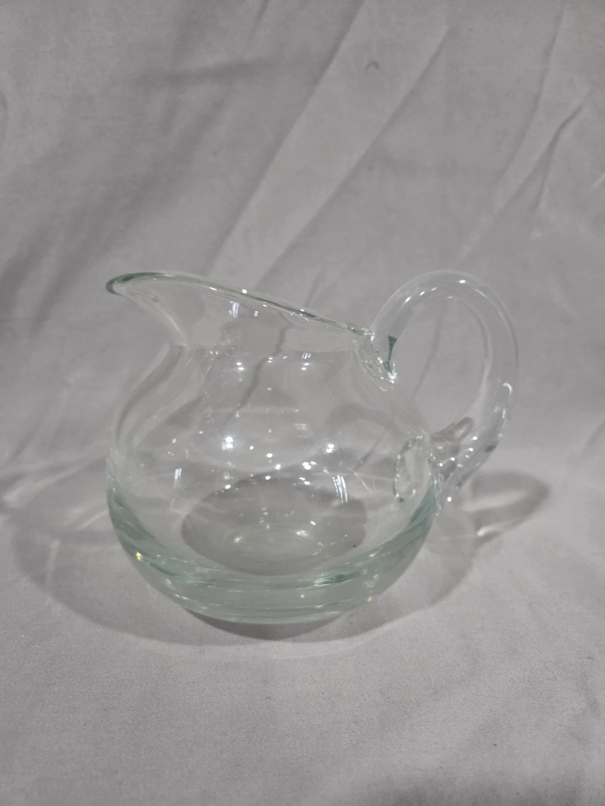 Modern Hand Blown Creamer Pitcher 1 Pt Cute Clear Glass