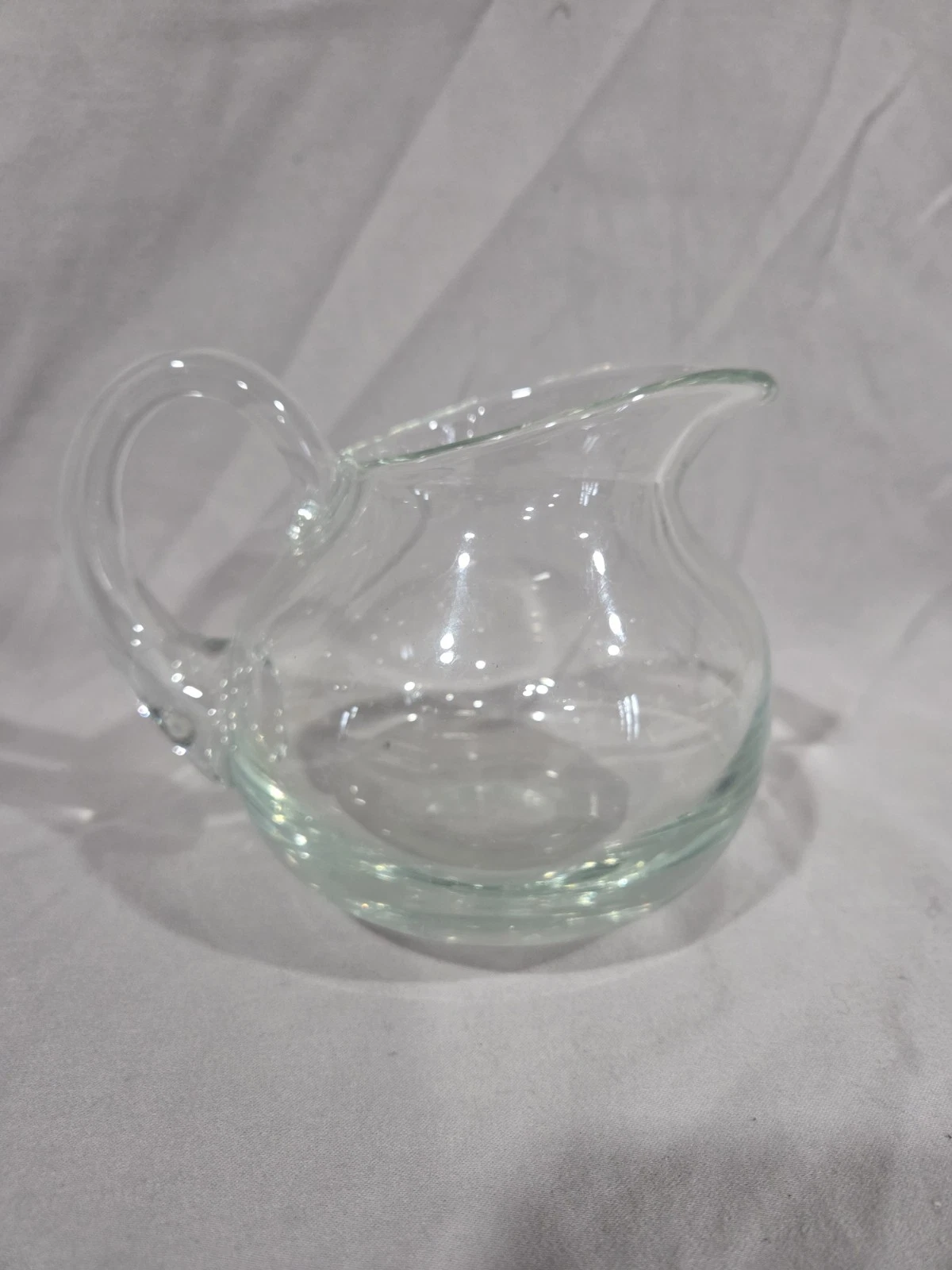 Modern Hand Blown Creamer Pitcher 1 Pt Cute Clear Glass - photo 2