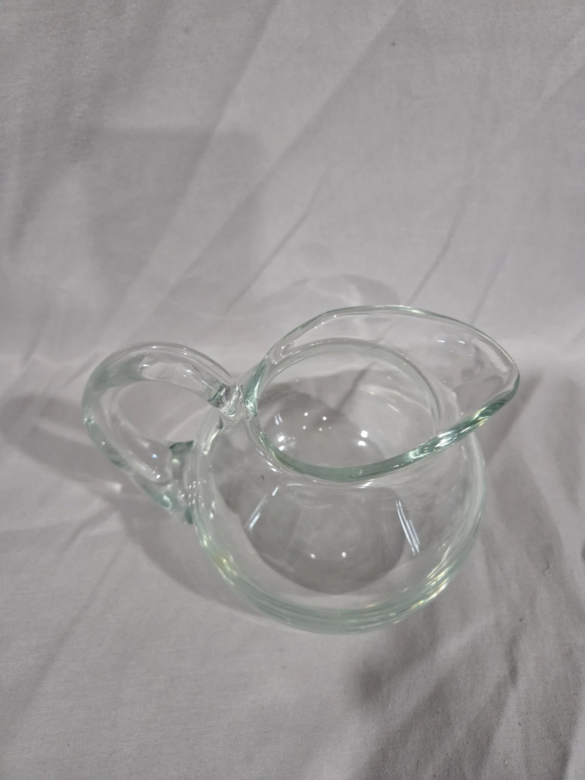 Modern Hand Blown Creamer Pitcher 1 Pt Cute Clear Glass - photo 3